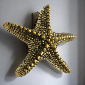 Aged Solid Brass Starfish Door Knocker Nautical Sea Style Knockers Antique - Picture 1 of 8
