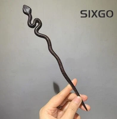 Pin de pelo tallado en madera de ébano tipo serpiente tenedor updo bollo boho decoración Foto 1 de 4