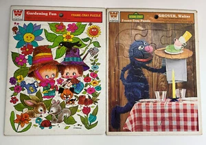 Whitman Vintage Frame-Tray Puzzle Gardening Fun & Grover Sesame Street Lot Of 2  - Picture 1 of 12