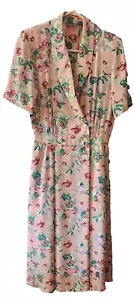 Abito vintage Liz Claiborne Petite rosa floreale finto avvolgente con tasche! Taglia 8 Grannycore - Foto 1 di 8
