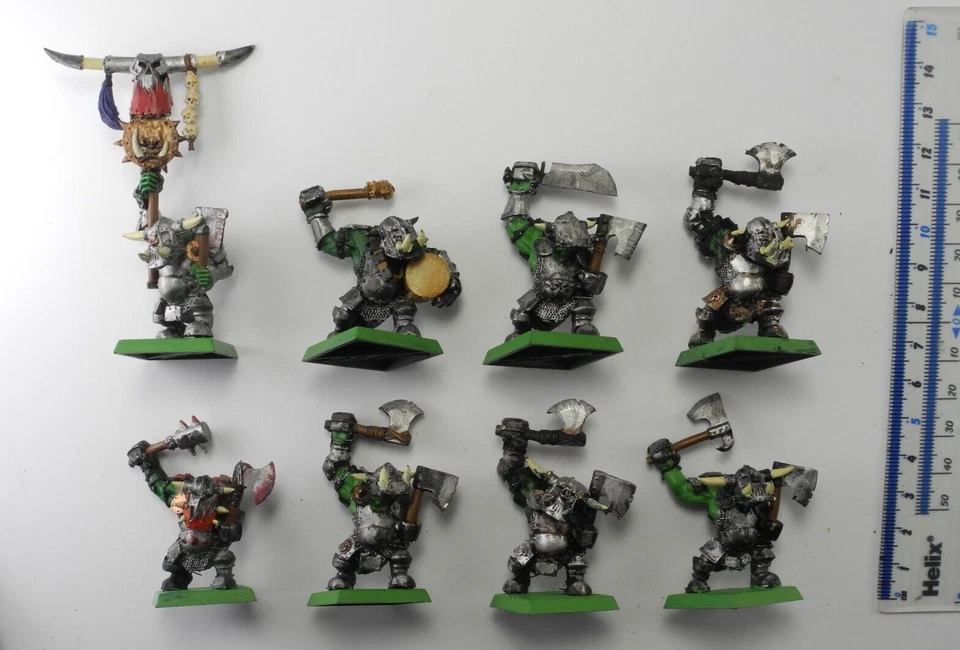 8 BLACK ORCS a Metal Orc Orruks Ironjawz Army Painted Warhammer 2000s H2 - Image 1 of 2