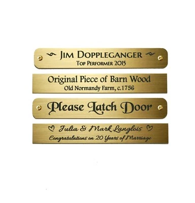 ROSSI ENGRAVING Custom Engraved Solid Brass Plate Picture Frame Art Label Name Tag 3-1/2" x 1/2"