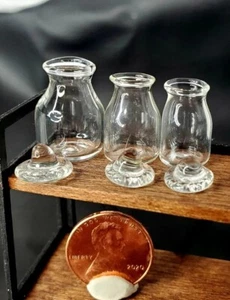 LOT Set of 3 Empty Glass Jars Lids 1:12 Dollhouse Miniature Canning Kitchen Food - Picture 1 of 3