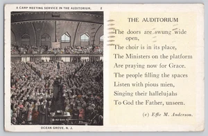 Ocean Grove NJ Auditorio Campamento Reunión Postal Effie M Anderson Poema - Imagen 1 de 3
