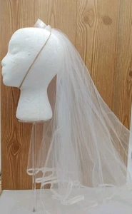 Velo de novia de boda blanco de tul velo de pelo de novia corto 29" (leer) - Imagen 1 de 8
