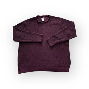  L.L.Bean Organic Cotton Waffle Knit Sweater XXL Regular Plum Burgundy Mens - Picture 1 of 5