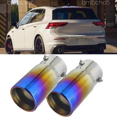 2xFor VW Golf Atlas Exhaust Pipe Tip Rear Tail Throat Muffler Stainless - Изображение 1 из 4