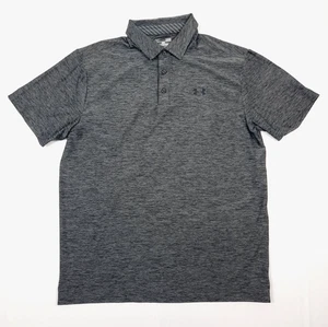 Under Armour Heat Gear Heather Gray Performance Stretch Men's Polo, Large - Picture 1 of 3