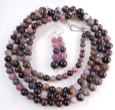 Signed JAY KING DTR Sterling Silver Purple Tourmaline Necklace Earrings SET  925 - Image 1 of 4