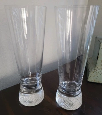 Set of 2 Kosta Boda Tall Pilsner Beer Glasses Limelight 8" Goran Warff - Image 1 of 4