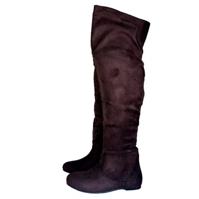 Women's over-the-knee riding boots flat suede one-step autumn and winter style - Image 1 of 4