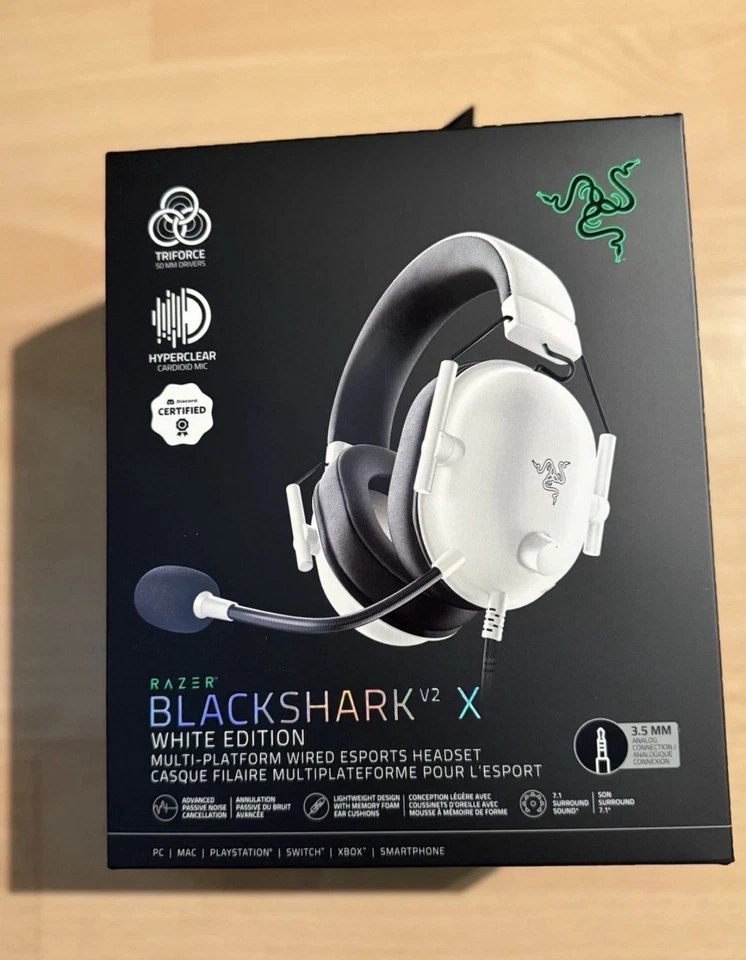Razer BlackShark V2 X Wired 3.5mm Gaming Headset (White). New-Factory Sealed  - Image 1 of 1