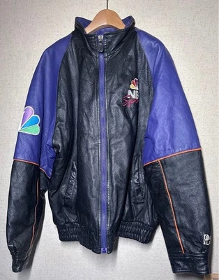 Pro Player Leather Jacket Blouson 90s NBC Raglan Shoulder Vintage - Image 1 of 4