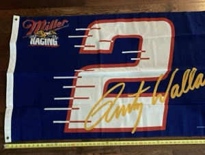 MILLER RACING FLAG BANNER, RUSTY WALLACE #2   33”x5’ New 1997 - Picture 1 of 6