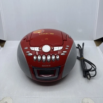 Sony CFD-E75 Portable Boombox CD Player AM/FM Radio Cassette Works Great - Red - Image 1 of 4