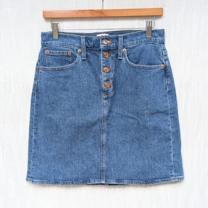 Falda corta J.Crew Denim línea A botón delantero, talla 26 - Imagen 1 de 8