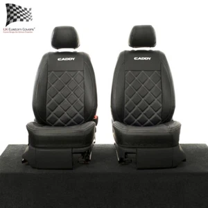 VW CADDY FRONT SEAT COVERS LEATHERETTE WITH 'CADDY' EMBROIDERY (2004-2020) 852 - Picture 1 of 24