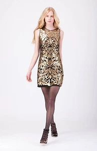 Hale Bob Sleeveless Gold Sequin Cocktail Tank Dress XS NWT 3NTF6268 - Picture 1 of 3