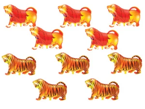 Foil Balloon Set 10x Lion Tiger Animals Balloon Helium Balloon Kid's Birthday - Picture 1 of 1