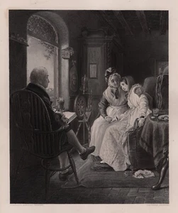 1800er John Callcott HORSLEY Gravur "Interieur mit Figuren" SIGNIERT gerahmt COA - Bild 1 von 3