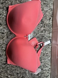 Curvy Couture Sun Kissed Coral Sheer Mesh Push Up Underwire Bra, US 38G Net - Picture 1 of 3