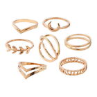 Knuckle Alloy Ring Non-rusting Gold Rings Set For Women Teen Girls Moon Leaf