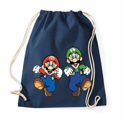 Youth Designz Baumwoll Beutel Turnbeutel Tasche Mario & Luigi Gaming Nerd Süß
