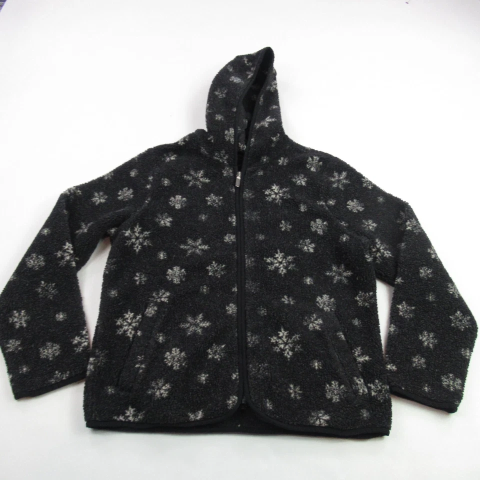 Eddie Bauer Jacket Womens Small Petite Long Sleeve Black Fleece Pockets - Image 1 of 4