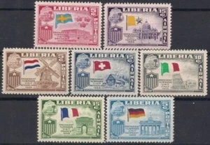 Liberia 1958 European Visits of President Tubman Building Windmill Flags 7v MNH - Picture 1 of 1