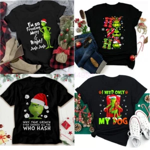NEW 2023 LADIES MEN The Grinch T-Shirt WOMEN Christmas Xmas T Tee Grinch TOPS - Picture 1 of 19