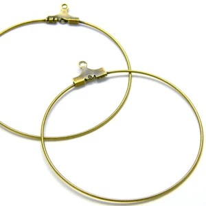 2 Big Antique Bronze Plated Metal 40mm Round Hoop Chandelier Earring Findings - Picture 1 of 1