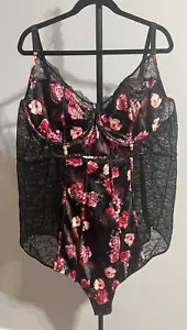 Torrid Curve Damen schwarz Spitze Rose Teddy Druckknopf Body Größe 6 6X sexy Dessous - Bild 1 von 7