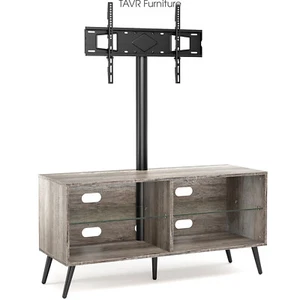 Rolling Wood TV Stand Media Console with Mount for Most 32-65 Inches TVs, Oak - Picture 1 of 7