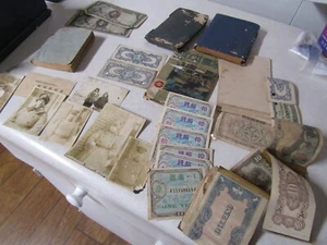 MILITARY LARGE LOT OF WW2 ERA JAPAN BANKNOTES PHOTOS POSTCARDS MONEY DIARY BOOK - Picture 1 of 14