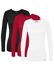 Sivvan 3 Pack Women’s Comfort Long Sleeve T-Shirt / Underscrub Tee Mixed Colors - Picture 1 of 119
