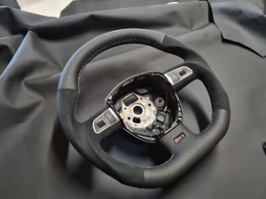 Steering Wheel AUDI A4 B7 S4 RS4 A4 B8 S6 Flat Bottom THICK Alcantara Sport - Bild 1 von 4