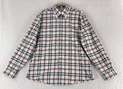 Camisa social masculina Brooks Brothers marfim xadrez com botões ajuste regente tamanho grande - Imagem 1 de 4