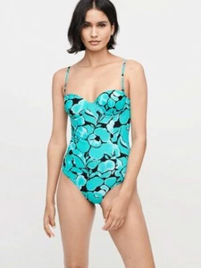 Onia X DVF Belle M One Piece Swimsuit NWT Black Turquoise Blue Sz Medium $195 - Picture 1 of 6