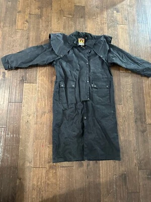 KAKADU TRADERS Australia Jacket Adult Lg Black Duster Drover Oil Skin Coat - Image 1 of 4