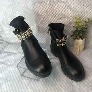 NUEVO CON ETIQUETAS Jones New York Mujer Talla 7 Negro Ollee Eslabón de Cadena Botín Negro - Imagen 1 de 14