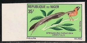 Níger #244 (A54) en estado bastante bueno MNH IMPERF - 1971 35 fr Whydah de cola ancha - Imagen 1 de 1
