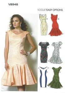 Vintage Vogue 8948 DRESS Pencil Peplum Ruffle Bodycon 12 14 16 Sewing Pattern - Picture 1 of 5