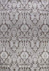 Vegetable Dye Versace Design Area Rug DARK BROWN/ SILVER Hand-knotted 8'x10' - Picture 1 of 12