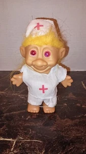 Htf Vintage Russ Troll Red Cross Nurse 5" Figure Doll with Yellow Hair - Picture 1 of 2