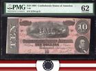 T-68 1864 $10 Confederate Currency Pmg 62 Civil War Bill 25794