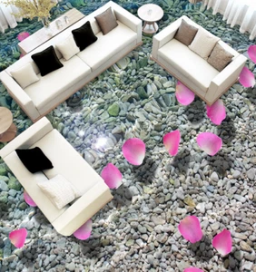 3D Stone Pink Petals 73 Floor WallPaper Murals Wall Print Decal AJ WALL CA Lemon - Picture 1 of 6