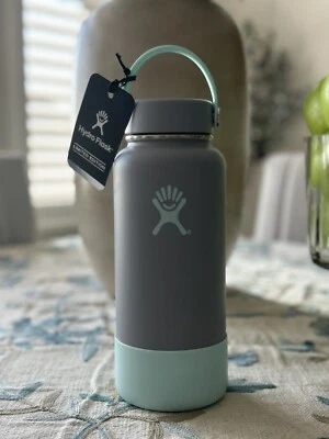 Hydro Flask 32 oz Wide Mouth Bottle Limited Edition Gray Grey Teal Flint RARE - Image 1 of 2