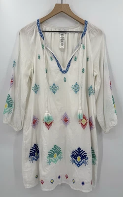 Vestido Tommy Bahama Mujer Pequeño Blanco Bordado Playa Vacation Resort Foto 1 de 4