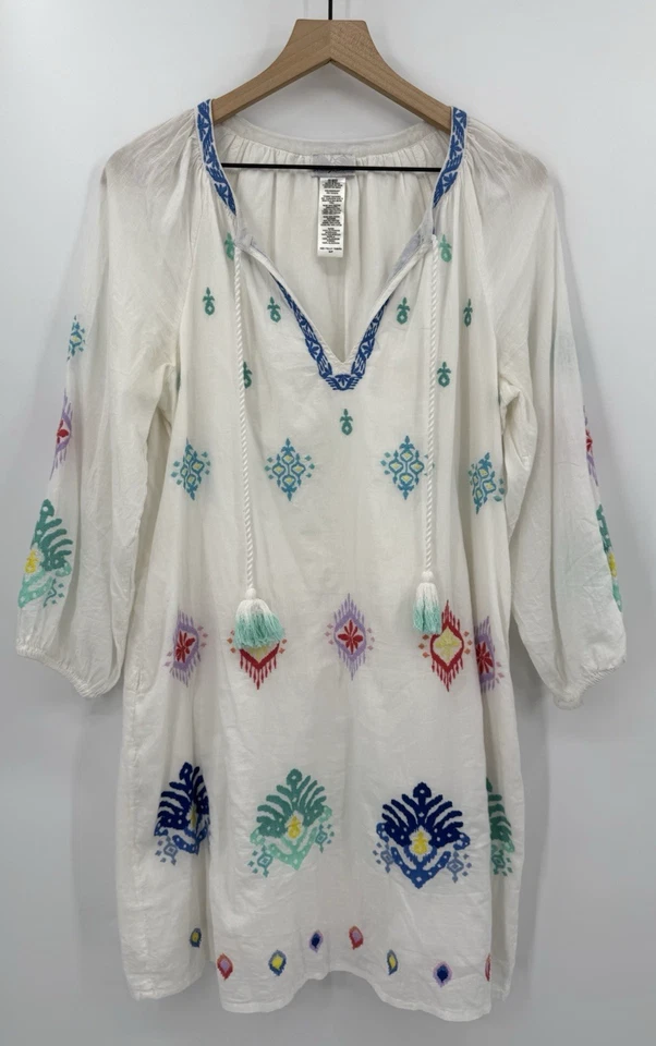 Vestido Tommy Bahama Mujer Pequeño Blanco Bordado Playa Vacation Resort Foto 1 de 4