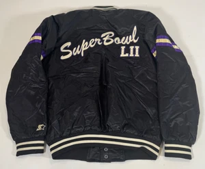 Starter Super Bowl LII Jacket Mens L 2018 Minnesota Black Satin Limited Ed Small - Picture 1 of 8